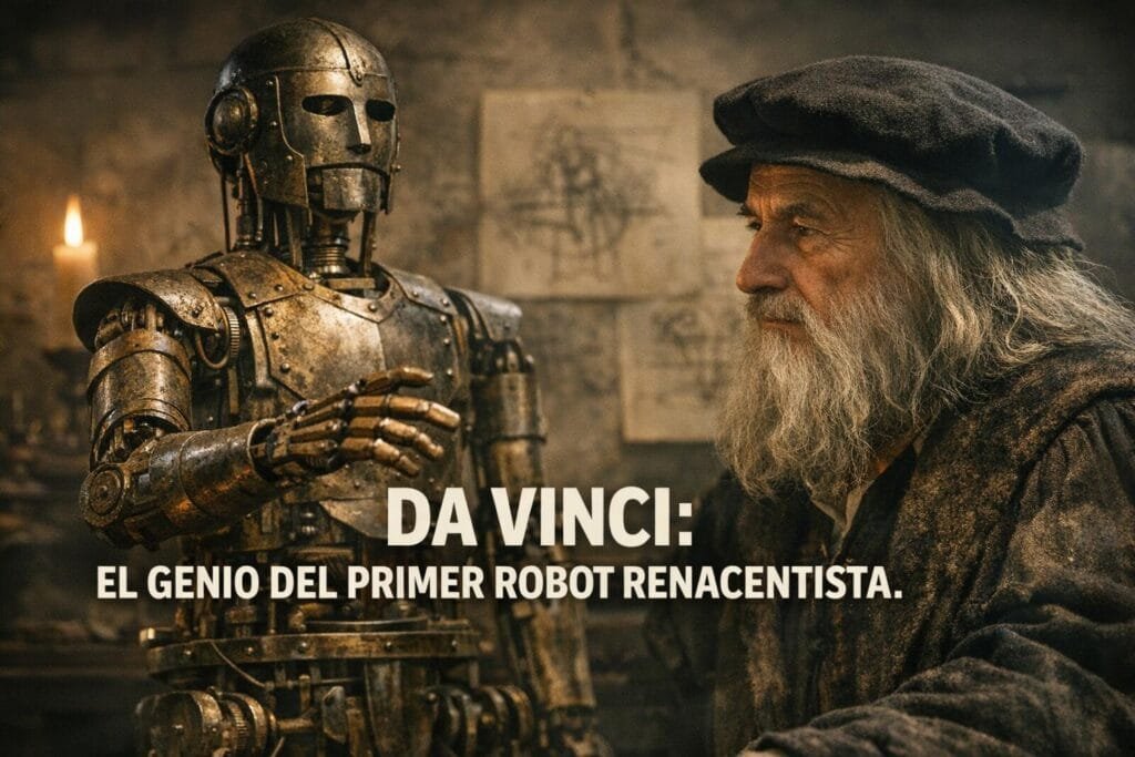 Imagen generada con IA para el artículo Leonardo da Vinci: El Genio que Creó el Primer Robot del Renacimiento