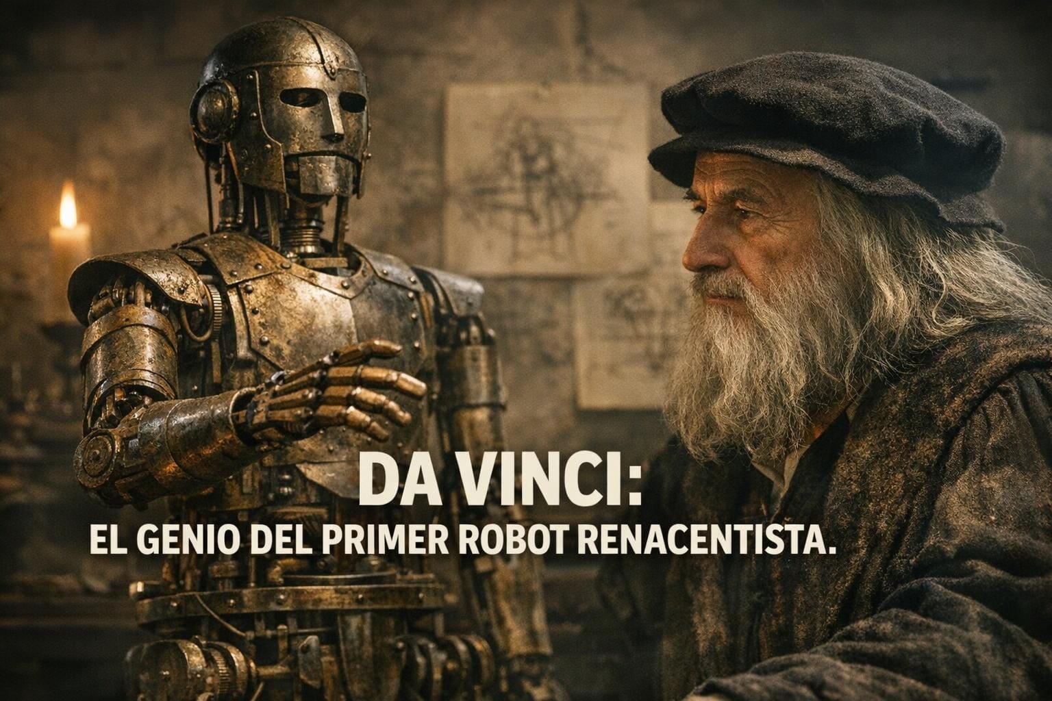 Imagen generada con IA para el artículo Leonardo da Vinci: El Genio que Creó el Primer Robot del Renacimiento
