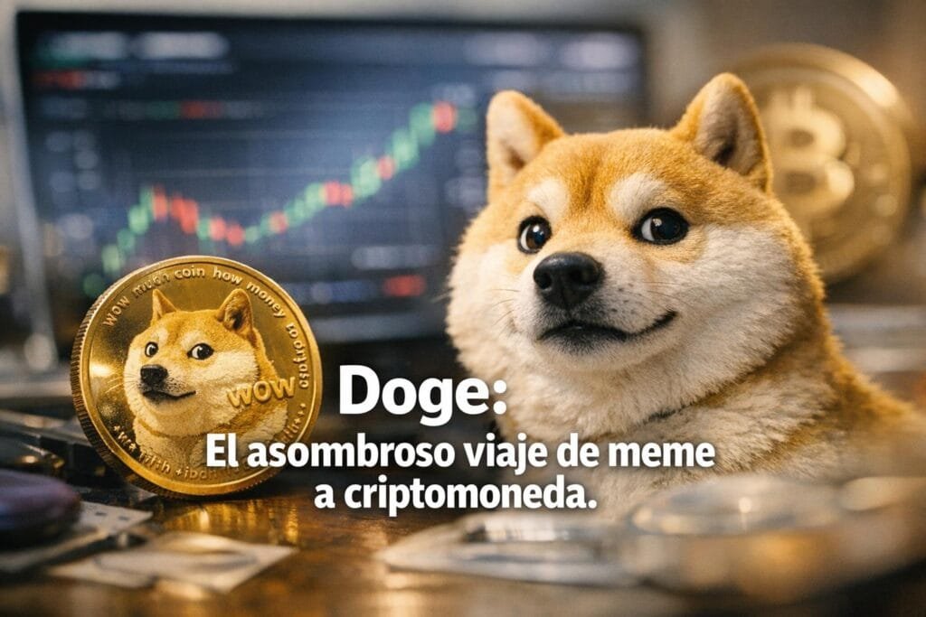 Imagen generada con IA para el artículo Doge: La Asombrosa Historia del Meme Shiba Inu a Criptomoneda