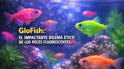 Imagen generada con IA para el artículo GloFish: La Impactante Historia de los Peces Fluorescentes y su Ética
