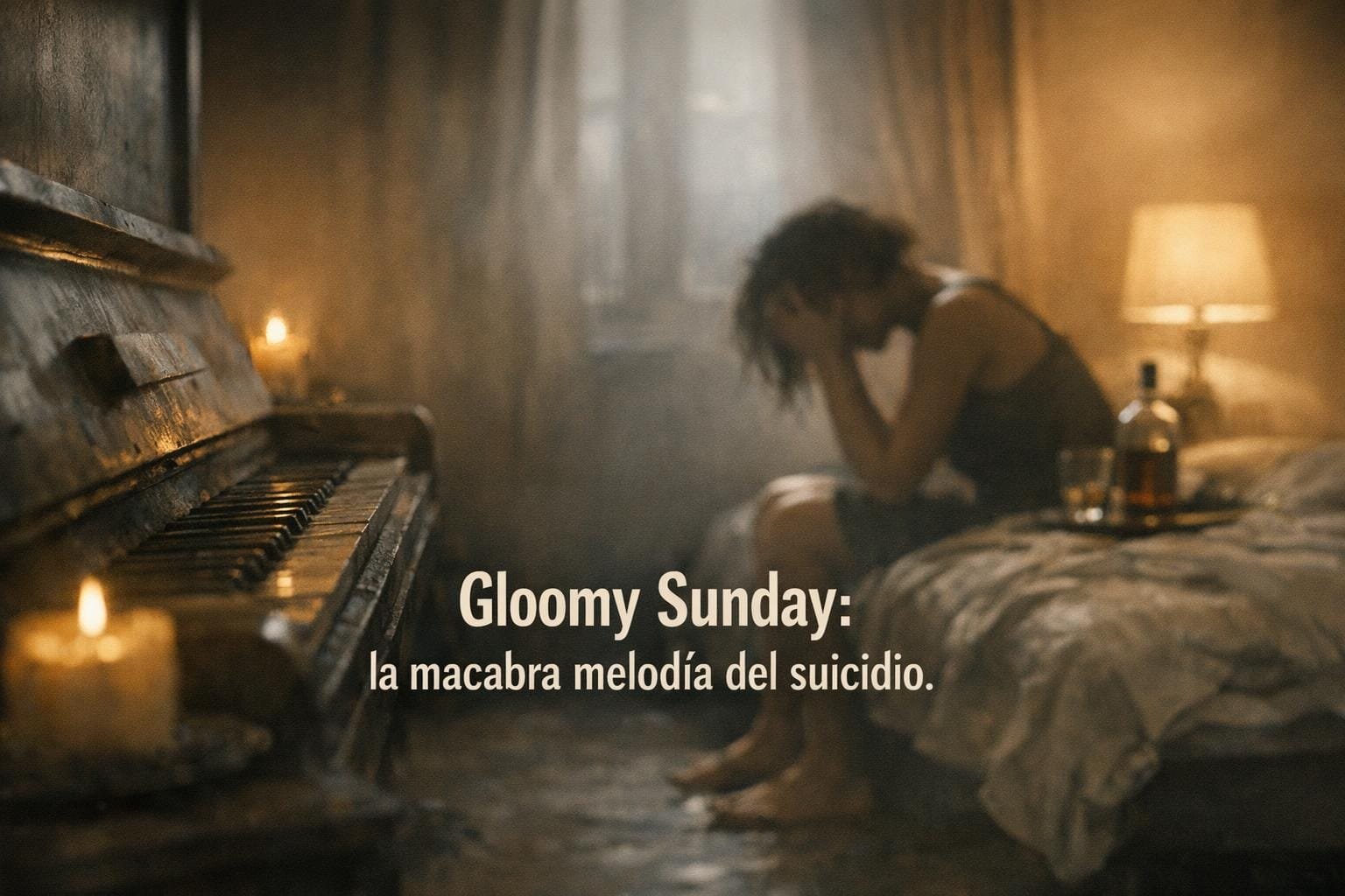 Imagen generada con IA para el artículo Gloomy Sunday: La Macabra Leyenda de la Canción del Suicidio