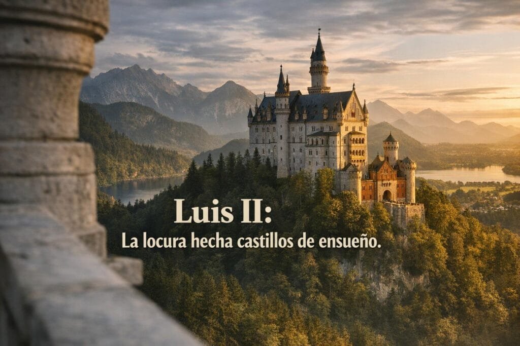 Imagen generada con IA para el artículo Luis II de Baviera: El Rey Loco y sus Castillos de Ensueño