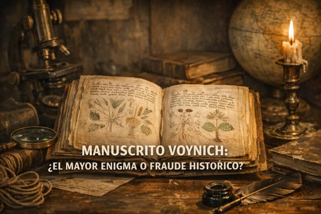 Manuscrito Voynich: ¿El Mayor Enigma o Trolo Histórico? 1 Imagen generada con IA para el artículo Manuscrito Voynich: ¿El Mayor Enigma o Trolo Histórico?