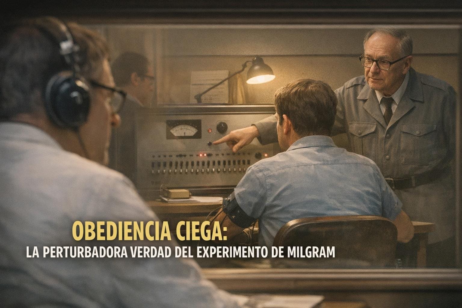 Imagen generada con IA para el artículo El Impactante Experimento de Milgram: Obediencia a la Autoridad