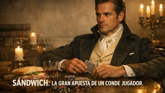Imagen generada con IA para el artículo Sándwich: La Curiosa Historia del Conde Jugador