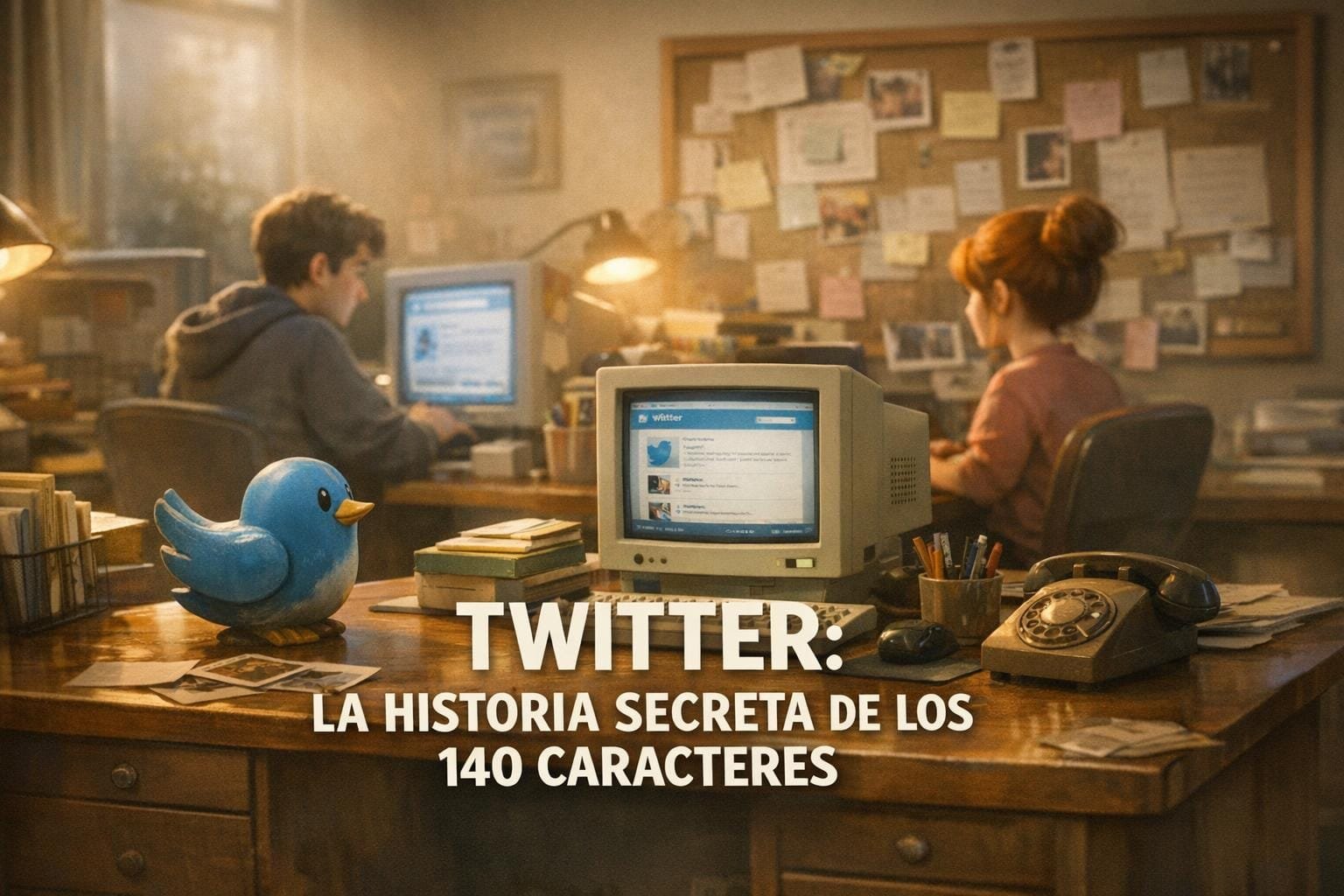 Imagen generada con IA para el artículo Descubre la Historia Secreta de Twitter: Orígenes y 140 Caracteres