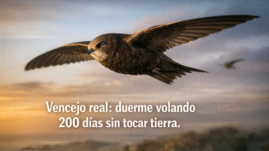 Imagen generada con IA para el artículo Asombroso vencejo real: Vuela 200 días sin parar y duerme volando
