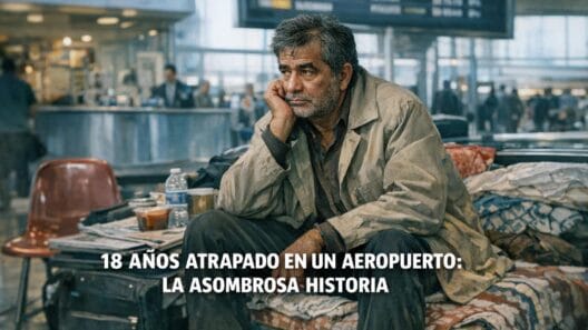 Imagen generada con IA para el artículo Asombrosa Historia: Refugiado Mehran Karimi Nasseri, 18 Años en Aeropuerto