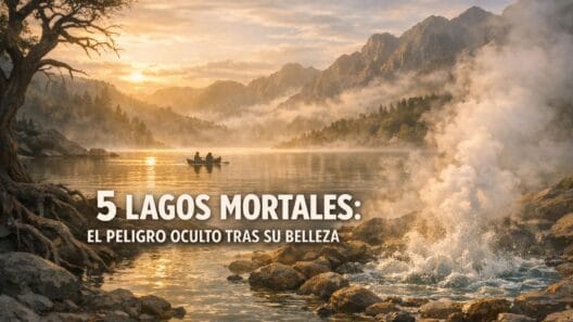 Imagen generada con IA para el artículo 5 Lagos Mortales: Belleza Tramposa y Peligros Ocultos