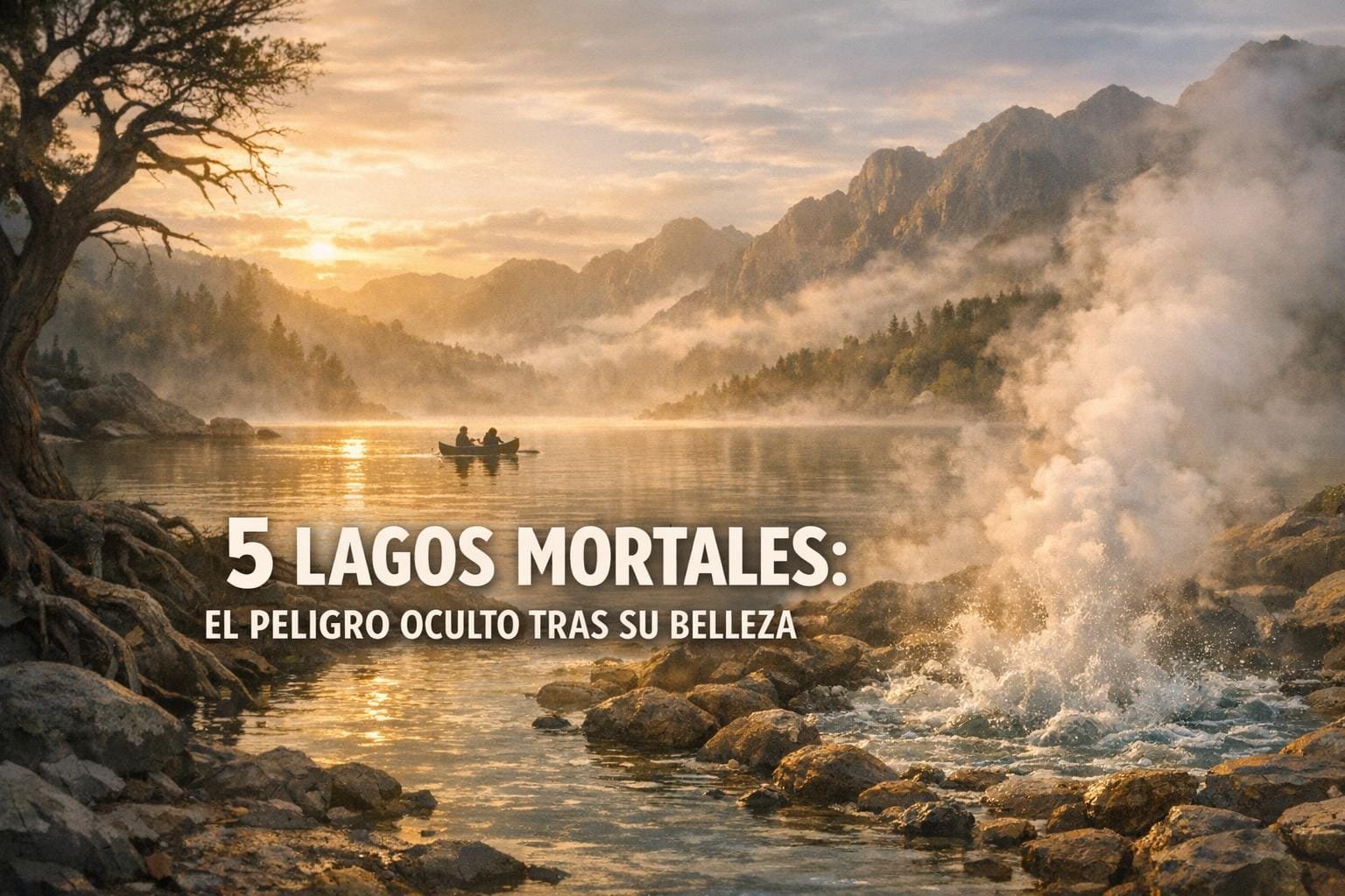 Imagen generada con IA para el artículo 5 Lagos Mortales: Belleza Tramposa y Peligros Ocultos