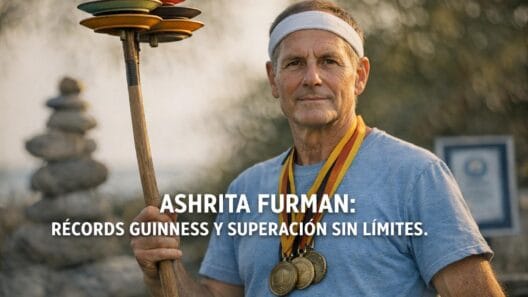 Imagen generada con IA para el artículo Ashrita Furman: Increíbles Récords Guinness y Superación