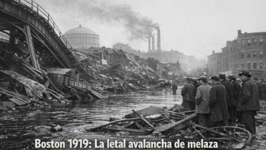 Imagen generada con IA para el artículo Boston: La Increíble y Letal Inundación de Melaza de 1919