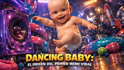 Imagen generada con IA para el artículo Dancing Baby: La Fascinante Historia del Primer Meme Viral