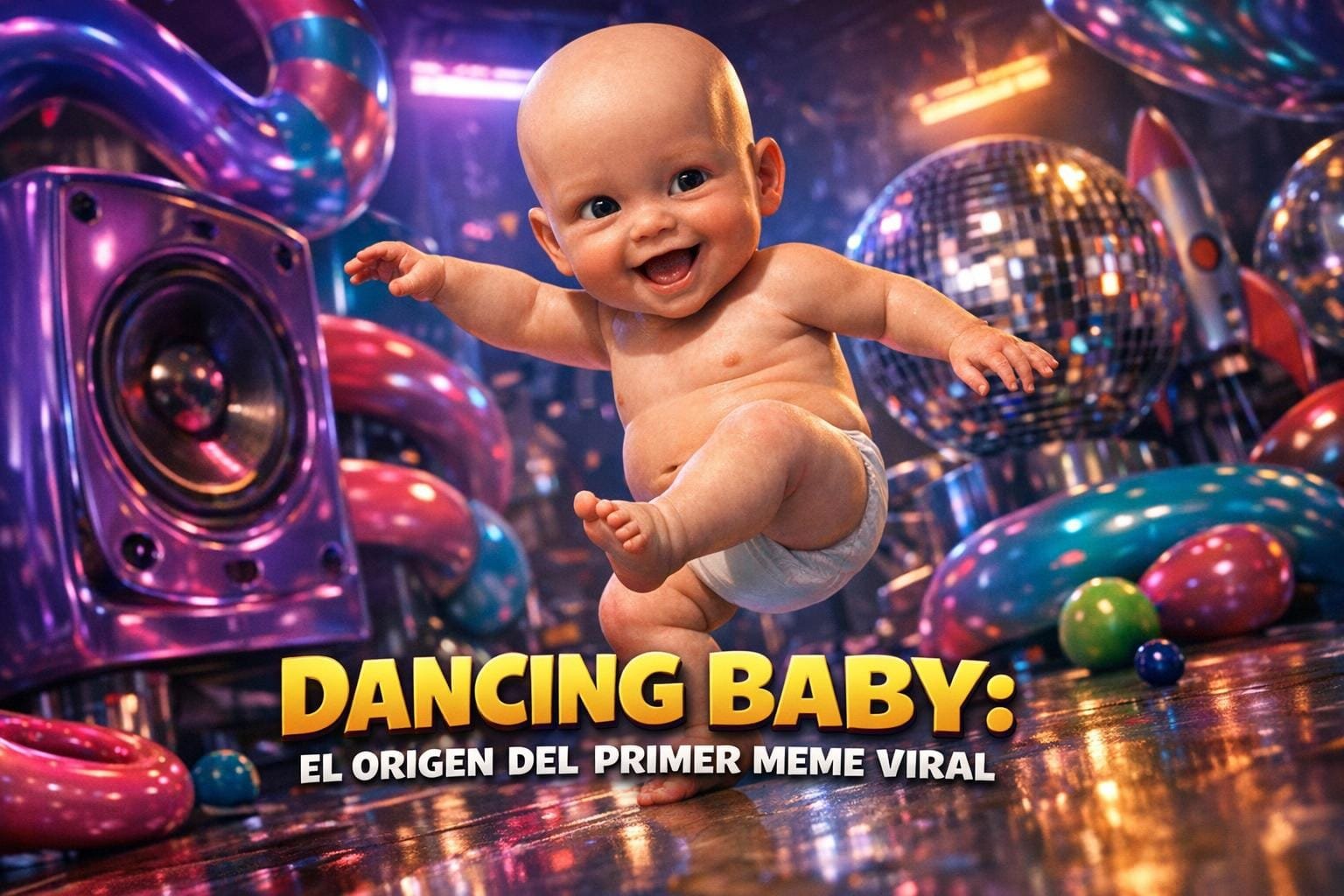 Imagen generada con IA para el artículo Dancing Baby: La Fascinante Historia del Primer Meme Viral