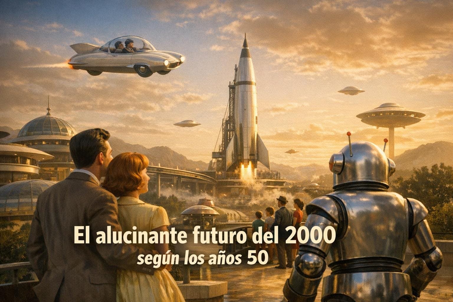 Imagen generada con IA para el artículo Futuro del Año 2000: Las Alucinantes Predicciones de los 50