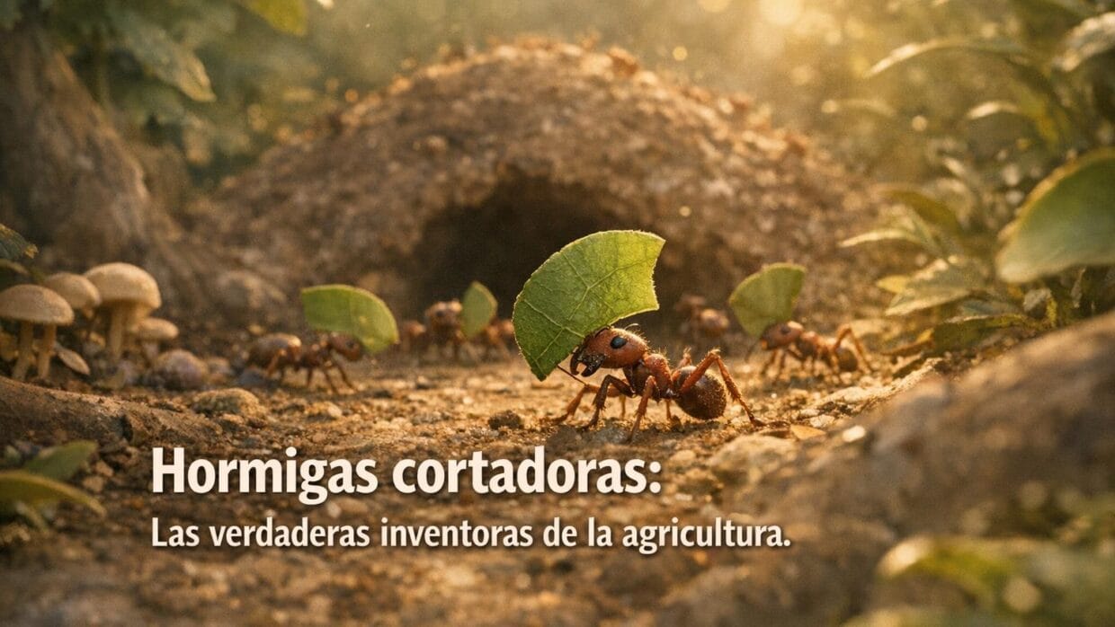 Hormigas Cortadoras: Pioneras de la Agricultura por Millones de Años 6 Imagen generada con IA para el artículo Hormigas Cortadoras: Pioneras de la Agricultura por Millones de Años