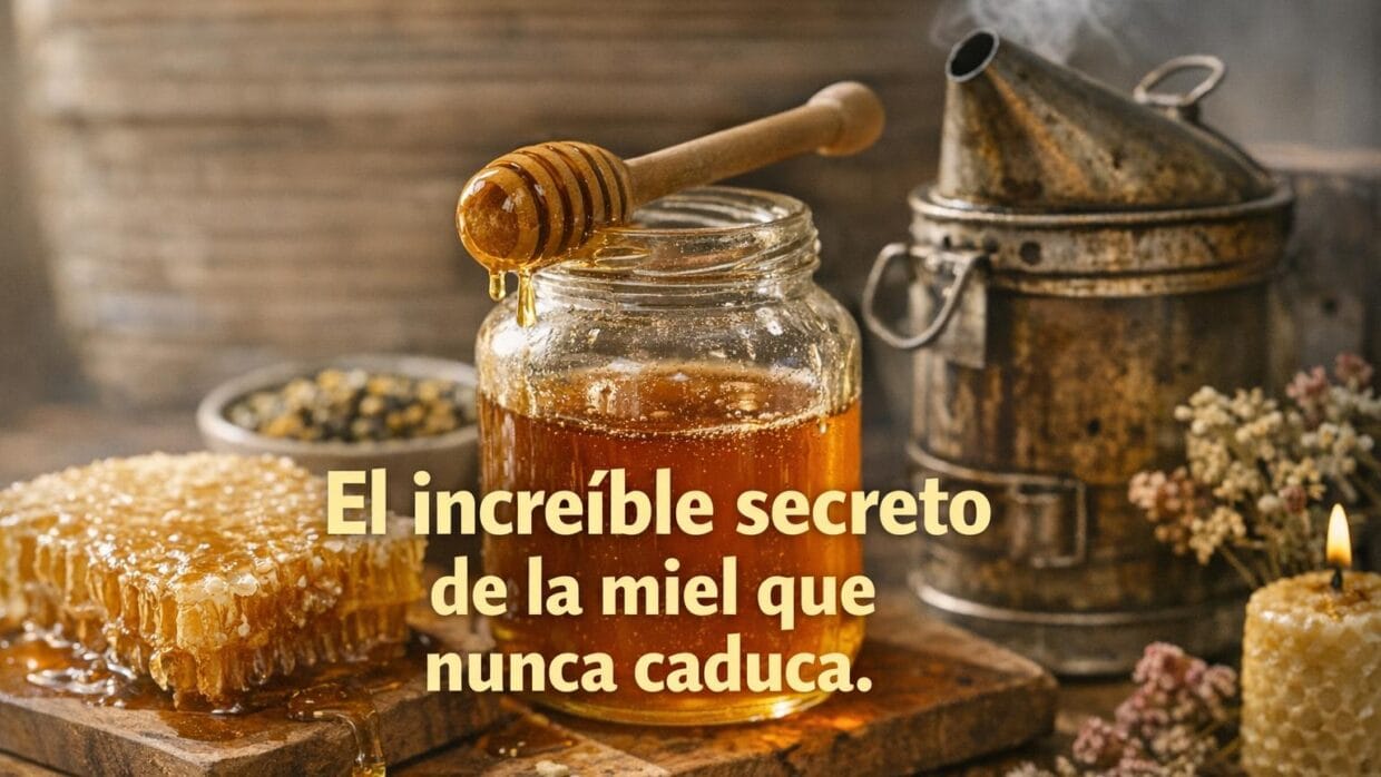Imagen generada con IA para el artículo La Miel Nunca Caduca: ¡El Increíble Secreto Revelado!