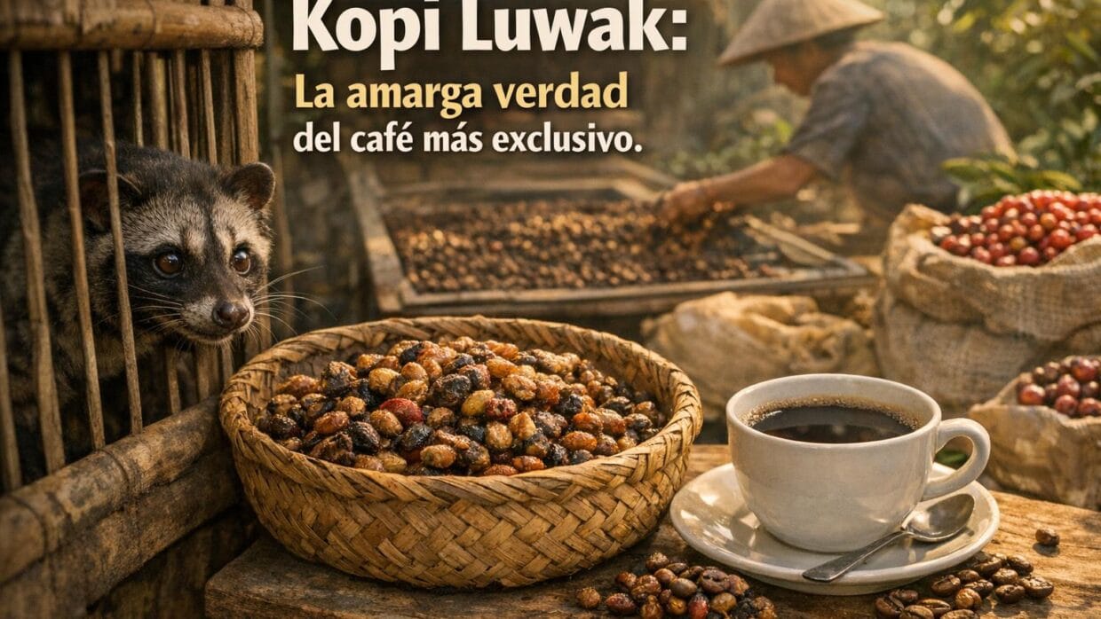 Imagen generada con IA para el artículo Kopi Luwak: El Café Exclusivo de Civeta y su Impactante Verdad