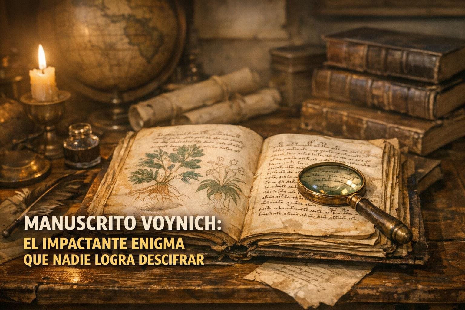 Imagen generada con IA para el artículo Manuscrito Voynich: El Impactante Enigma Indescifrable