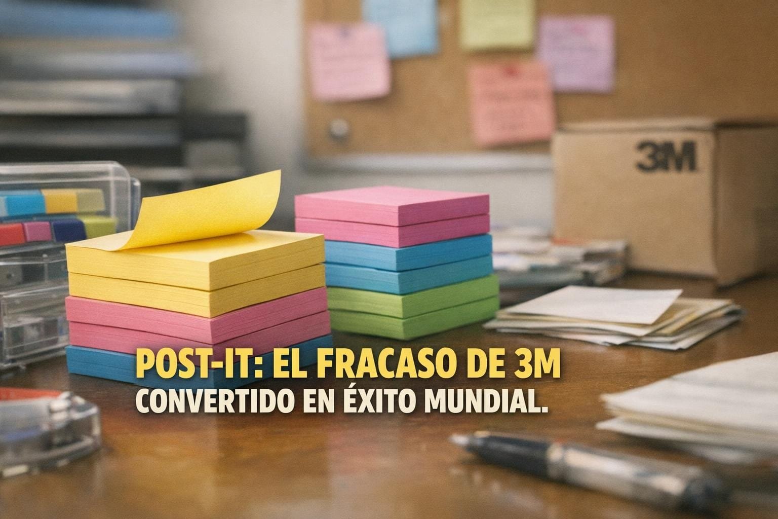 Imagen generada con IA para el artículo ¡Increíble! La Historia del Post-it: Fracaso de 3M, Éxito Mundial