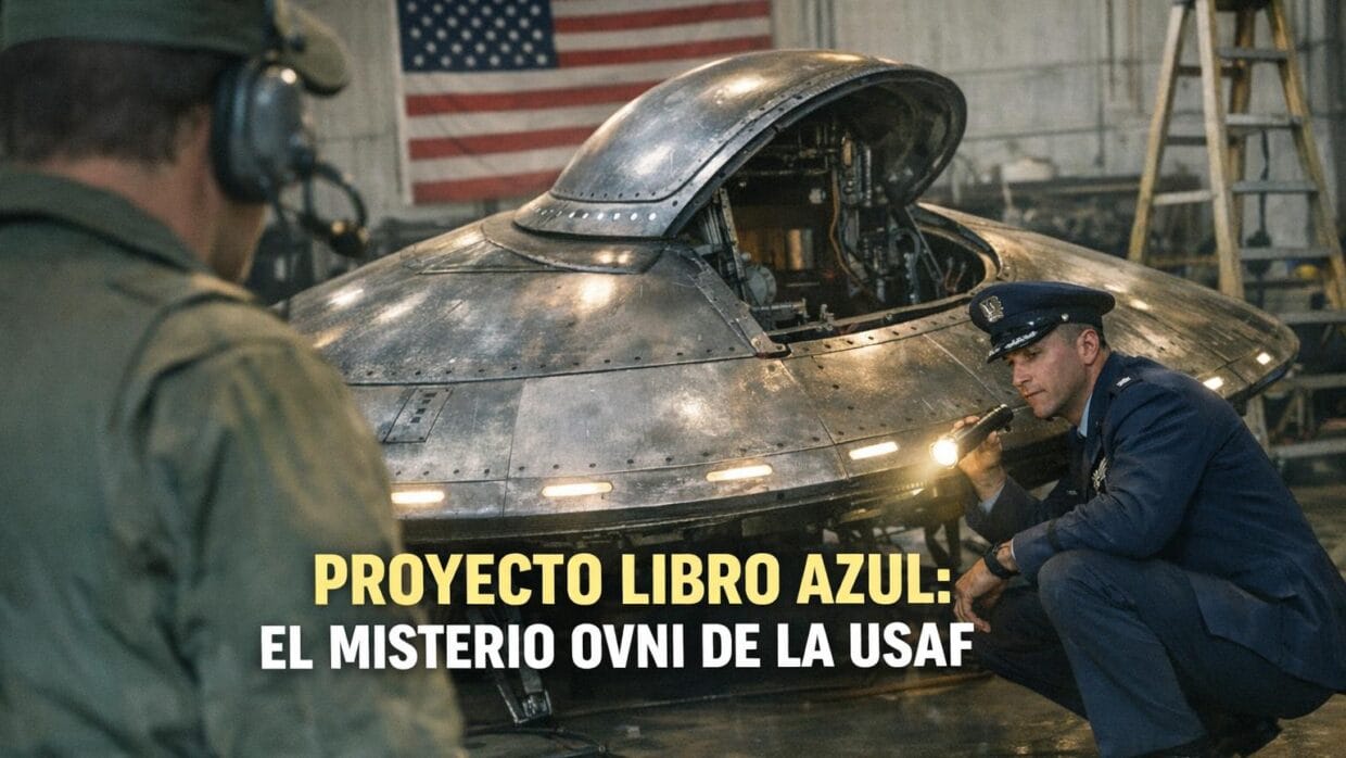 Imagen generada con IA para el artículo Proyecto Libro Azul: OVNIs, Avistamientos y Misterios de la USAF