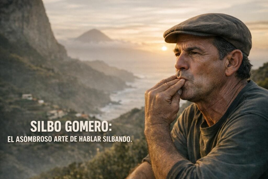 Silbo Gomero: El Asombroso Lenguaje Silbado de La Gomera 1 Imagen generada con IA para el artículo Silbo Gomero: El Asombroso Lenguaje Silbado de La Gomera
