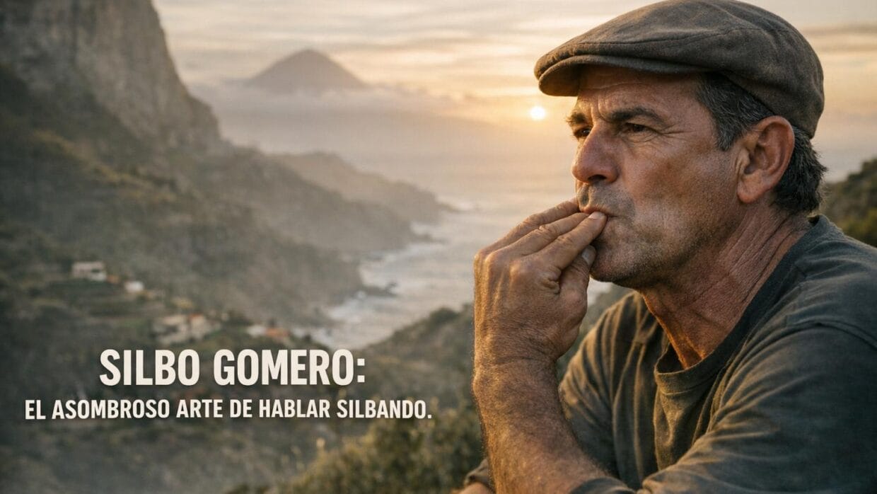 Imagen generada con IA para el artículo Silbo Gomero: El Asombroso Lenguaje Silbado de La Gomera