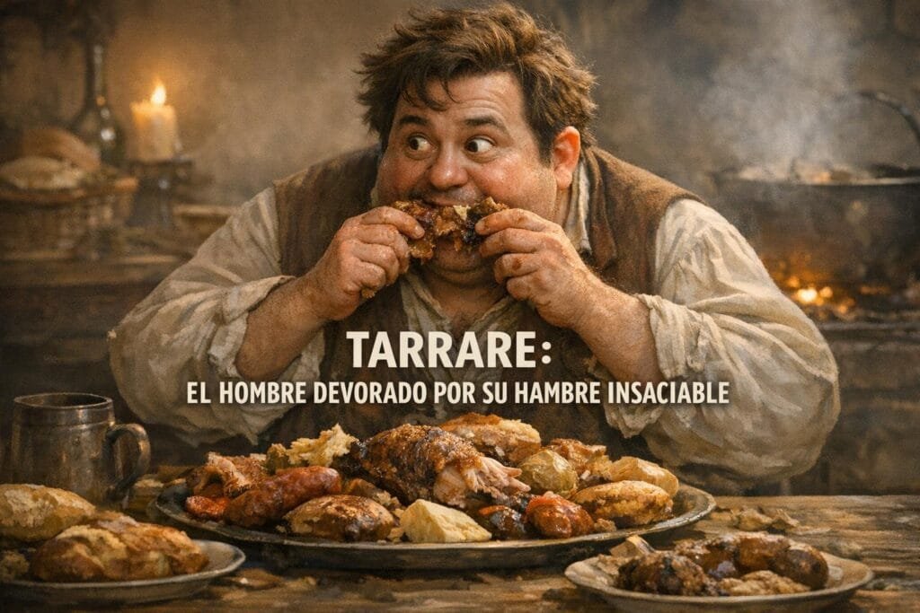 Imagen generada con IA para el artículo Tarrare: La Monstruosa Historia del Hombre de Hambre Insaciable
