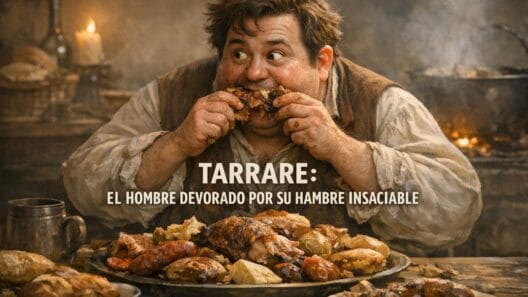 Imagen generada con IA para el artículo Tarrare: La Monstruosa Historia del Hombre de Hambre Insaciable