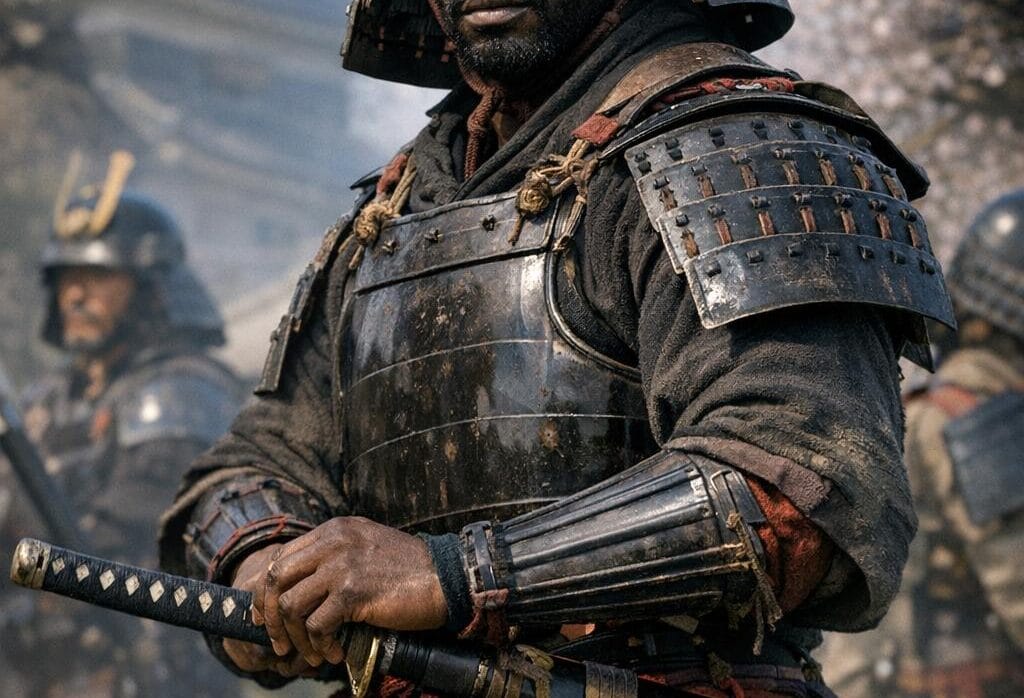 Imagen generada con IA para el artículo Yasuke: El Increíble Samurái Negro de Oda Nobunaga en Japón