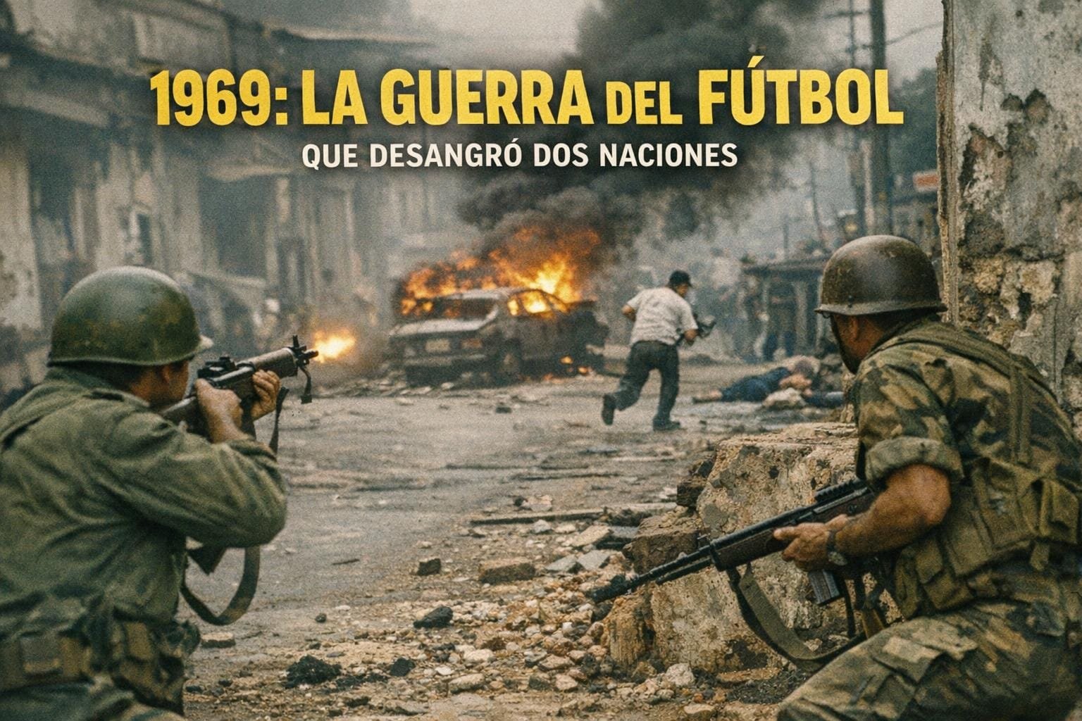 Imagen generada con IA para el artículo ¡Impactante! Guerra del Fútbol: Honduras vs El Salvador 1969