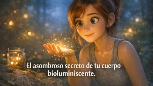Imagen generada con IA para el artículo Tu cuerpo brilla: El asombroso secreto de la bioluminiscencia