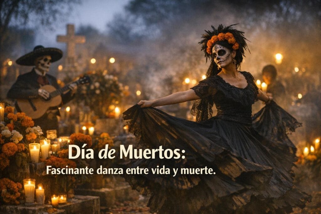 Imagen generada con IA para el artículo Día de Muertos: Fascinante Tradición Mexicana de Vida y Muerte