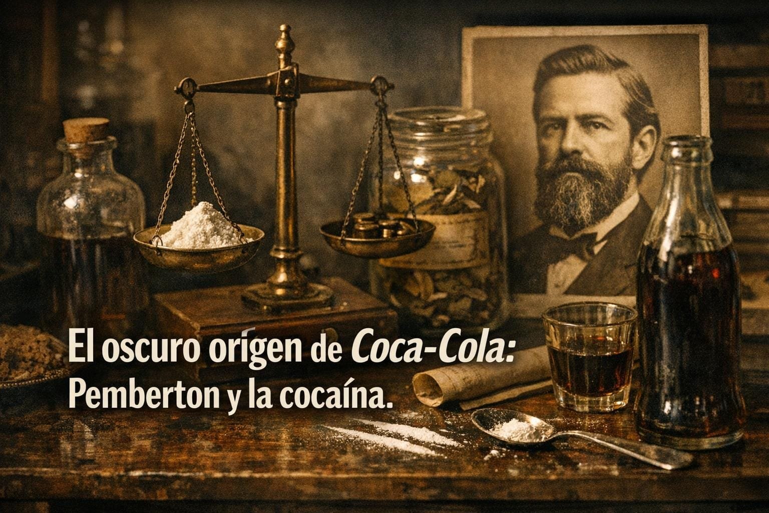 Imagen generada con IA para el artículo El secreto de Coca-Cola: Origen, Pemberton y la cocaína.