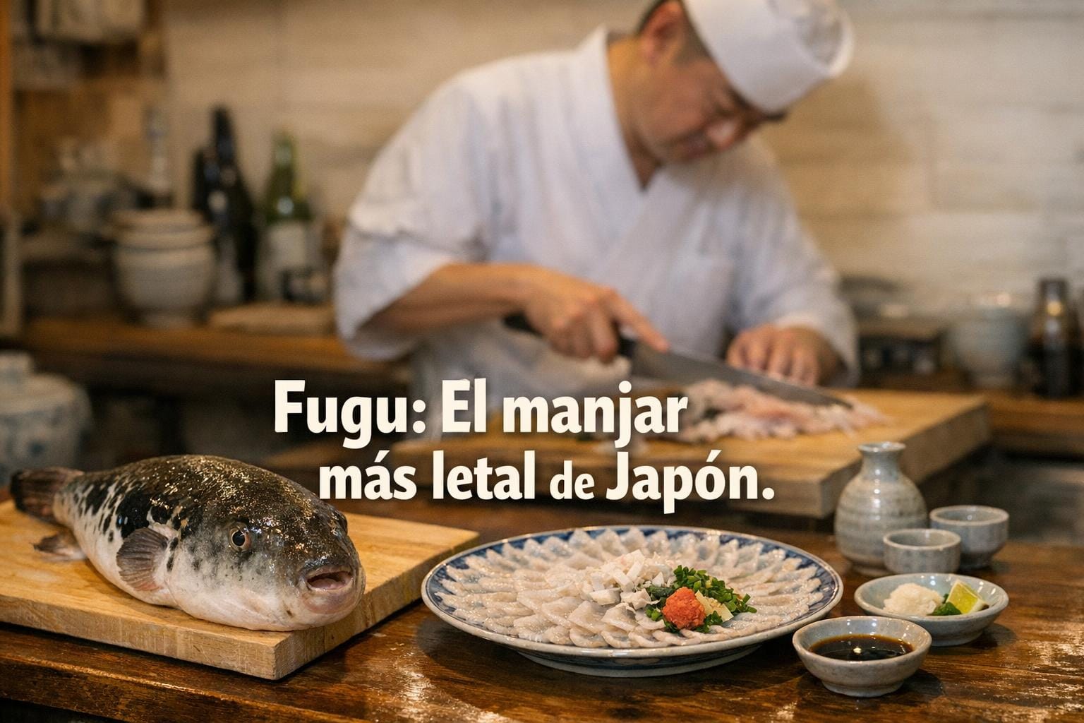 Fugu: El Peligroso Pez Globo, Manjar Mortal de Japón 3 Imagen generada con IA para el artículo Fugu: El Peligroso Pez Globo, Manjar Mortal de Japón