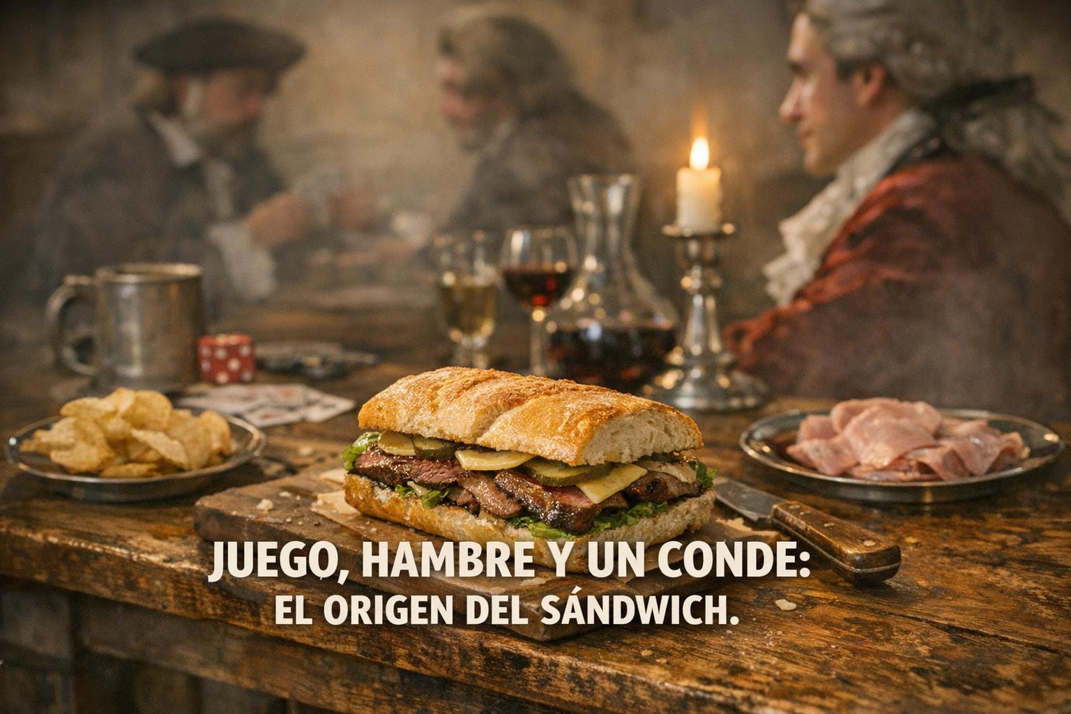 La Fascinante Historia del Sándwich: Un Conde, Juego y Hambre 2 Imagen generada con IA para el artículo La Fascinante Historia del Sándwich: Un Conde, Juego y Hambre
