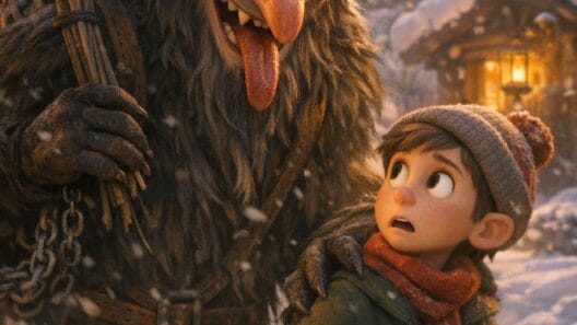 Imagen generada con IA para el artículo Krampus: ¡Brutal! El demonio navideño que castiga en los Alpes