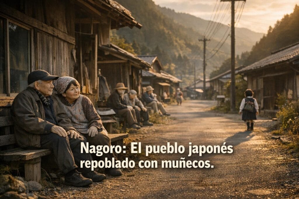 Imagen generada con IA para el artículo Nagoro: El pueblo japonés que combate la despoblación con muñecos