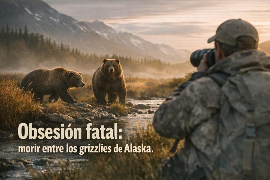 Timothy Treadwell: La Obsesión Fatal por los Osos Grizzly en Alaska 1 Imagen generada con IA para el artículo Timothy Treadwell: La Obsesión Fatal por los Osos Grizzly en Alaska