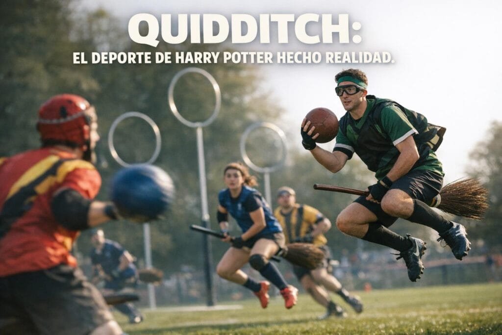 Imagen generada con IA para el artículo Quidditch Muggle: ¡El Asombroso Deporte Real de Harry Potter!