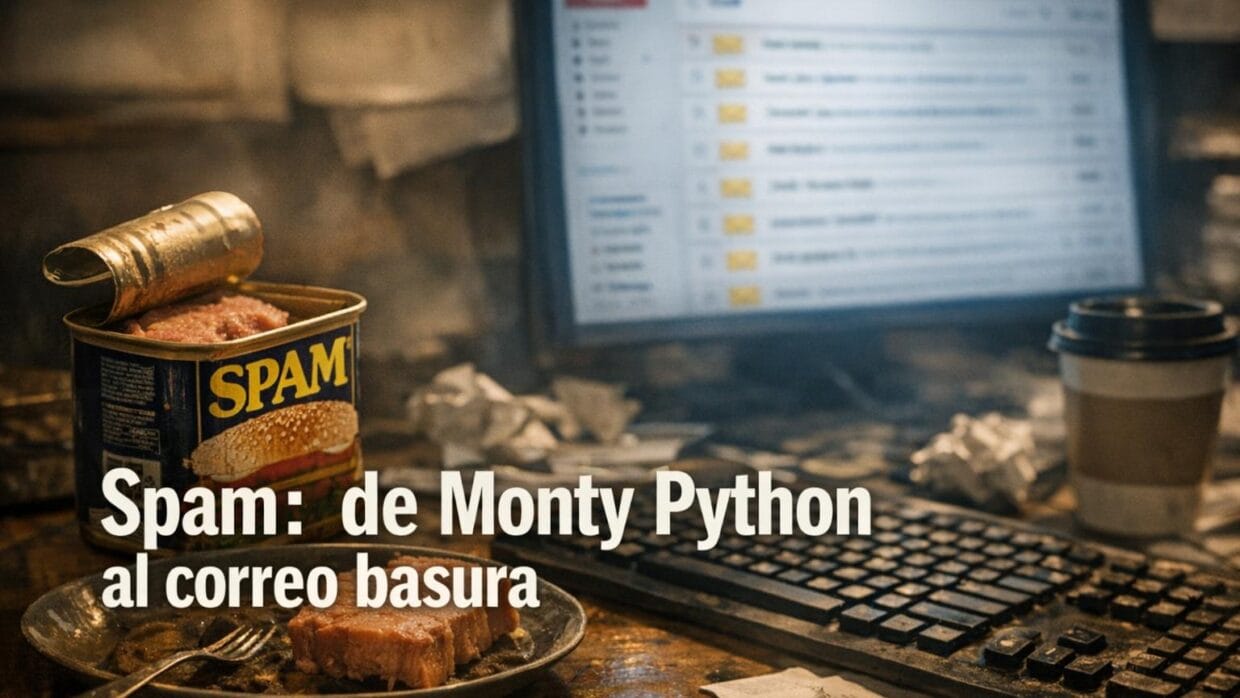 Imagen generada con IA para el artículo El increíble origen del Spam: de Monty Python al correo basura