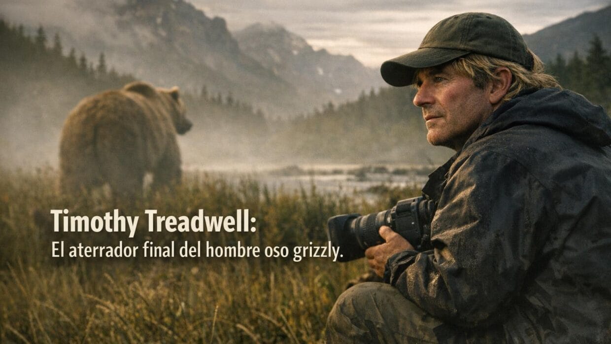 Imagen generada con IA para el artículo Timothy Treadwell: La Impactante Muerte del Hombre Oso Grizzly