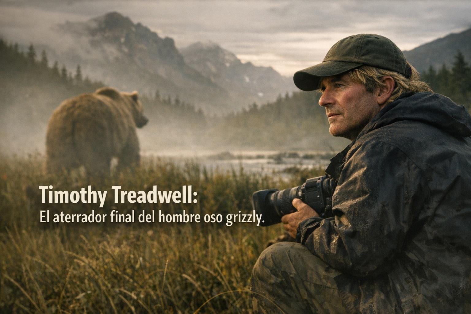 Imagen generada con IA para el artículo Timothy Treadwell: La Impactante Muerte del Hombre Oso Grizzly