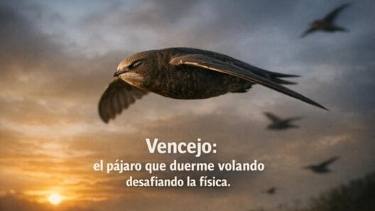 Imagen generada con IA para el artículo Vencejo: el increíble pájaro que duerme volando y desafía la física