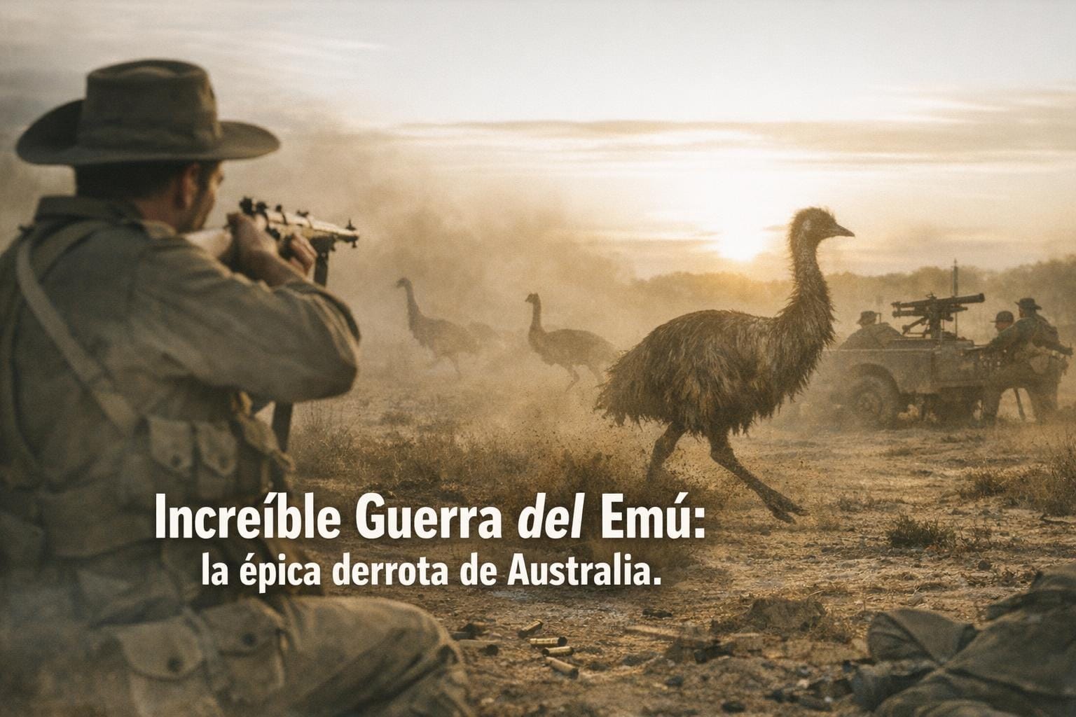 Imagen generada con IA para el artículo Increíble Guerra del Emú: Australia, 1932. ¡Derrota Épica!