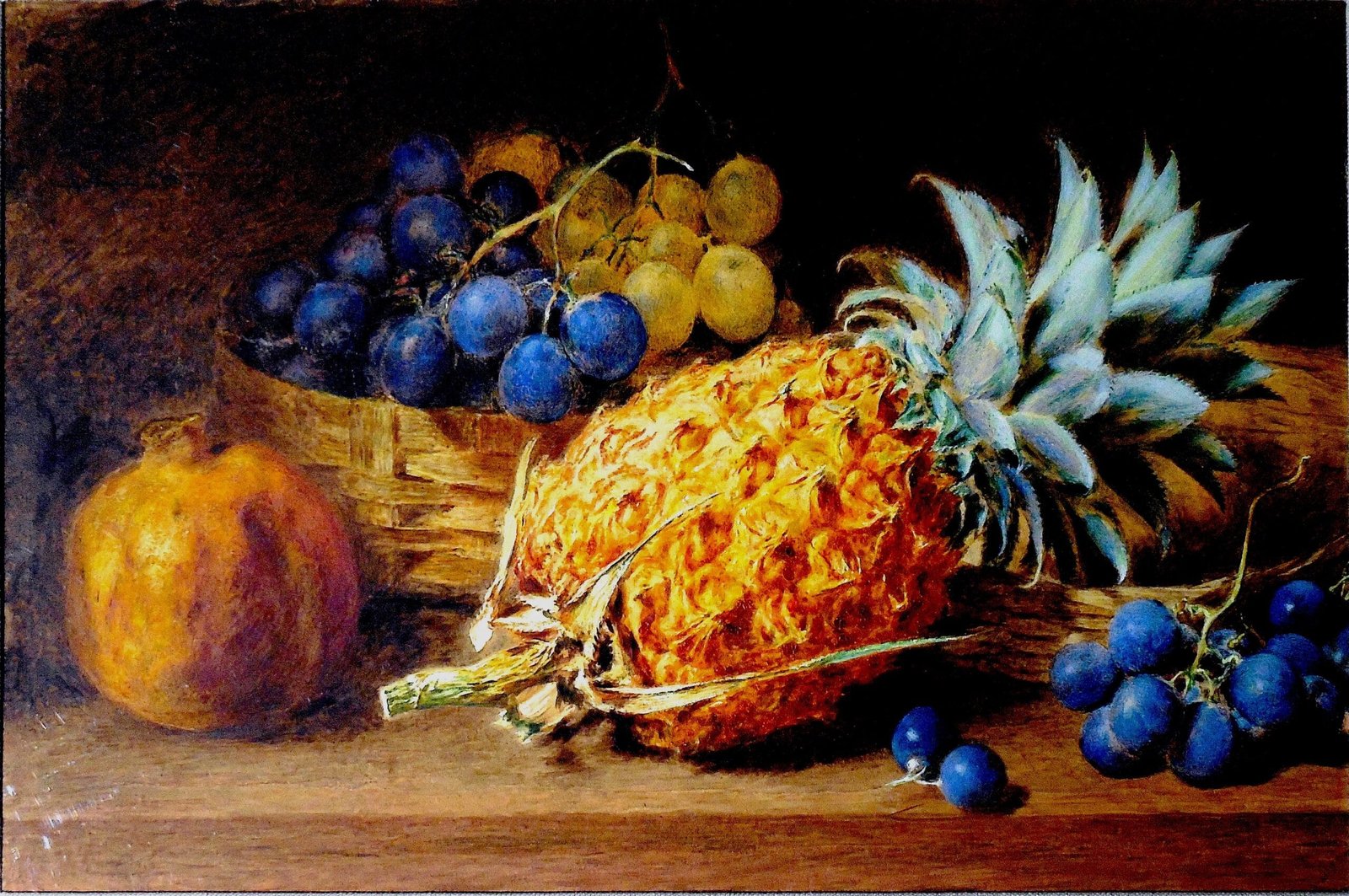 Bodegón del siglo XIX con piñas, la fruta de lujo que se alquilaba para exhibir estatus social