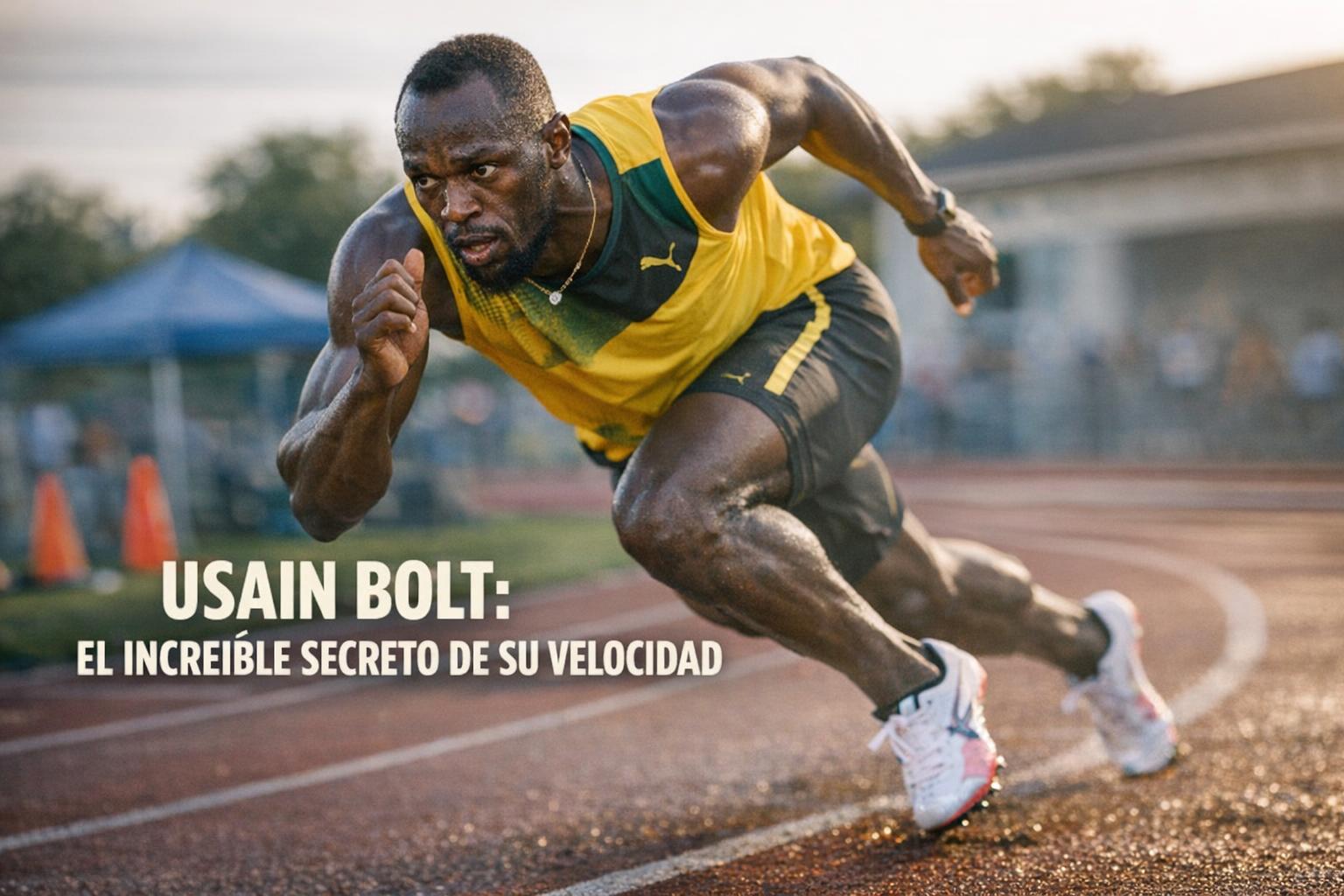Imagen generada con IA para el artículo El increíble secreto de la velocidad de Usain Bolt