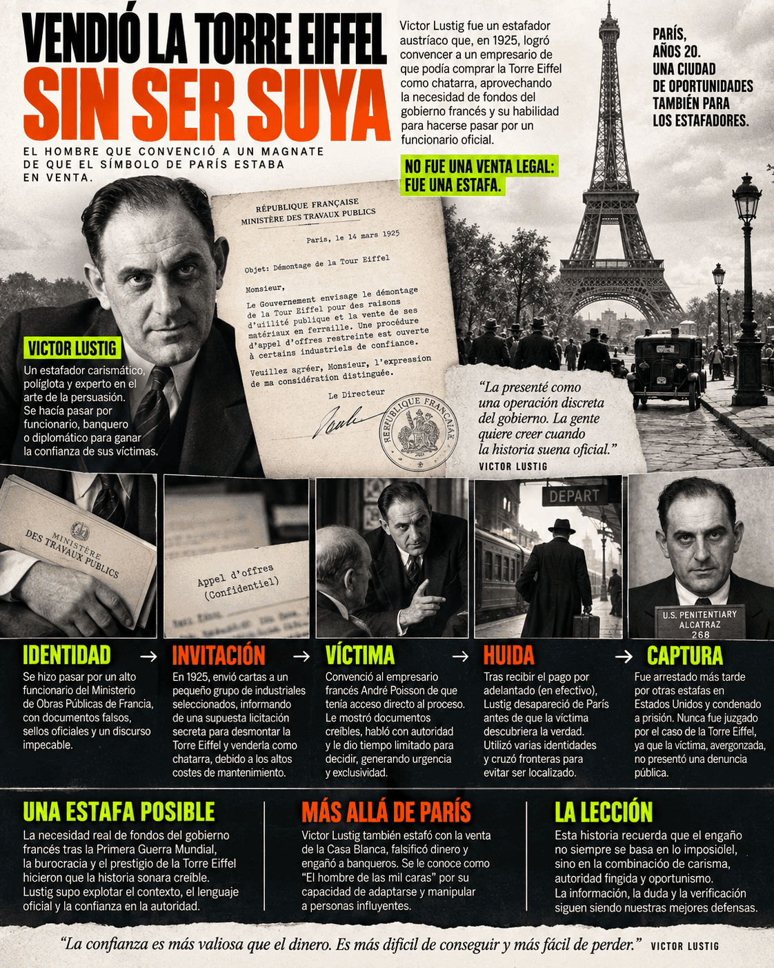 Victor Lustig, el hombre que vendió una identidad antes que una torre 8 Infografía editorial del artículo INFO-6882