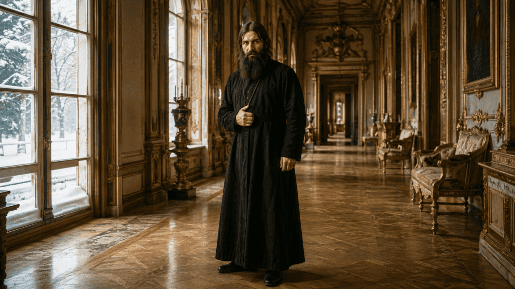 Rasputín en un palacio ruso durante el invierno