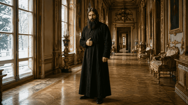 Rasputín en un palacio ruso durante el invierno